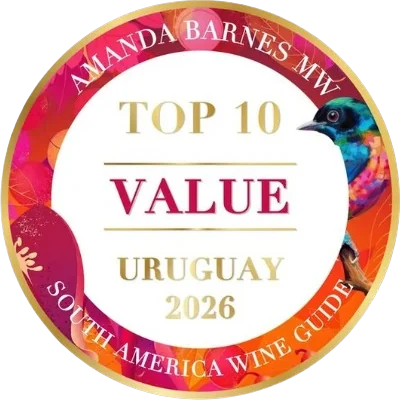Sello Top 10 Value Uruguay 2026 de Amanda Barnes MW